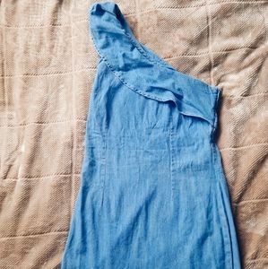 One shoulder mini, denim dress, size L, Bershka Demin, bought in Europe
